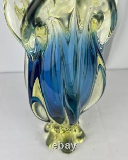 Gorgeous MCM PETRA MURANO 3 pointed Yellow and Blue Glass Art Vase from Italy