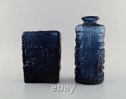 Göte Augustsson (1917-2004) for Ruda. Two vases in blue mouth blown art glass