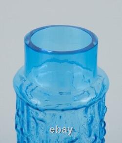 Gullaskruf, Sweden. Glass vase in blue mouth-blown art glass
