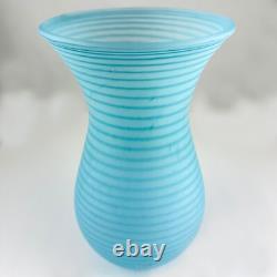Gunnel Sahlin for Kosta Boda Striped Delight Glass Vase Blue Swirl Frosted Sig