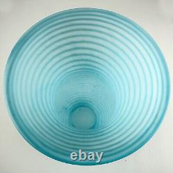Gunnel Sahlin for Kosta Boda Striped Delight Glass Vase Blue Swirl Frosted Sig