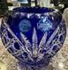 Gus Khrustalny Etched Russian Lead Blue Crystal Vase