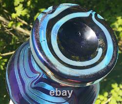 HECKERT Jugendstil art glass vase antique blue silver vtg bohemian cobalt kralik