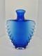 HTF Vintage Blenko Glass 9109 Cog Ribbed Edge Vase In Azure 11 Hank Adam's