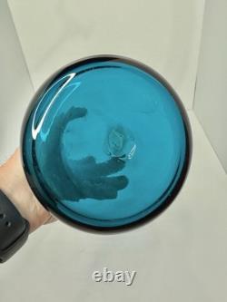 HTF Vintage MCM Blenko Glass 5616C Vase In Teal 19.25 Stunning