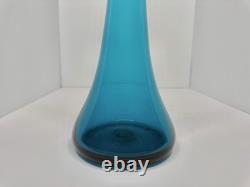 HTF Vintage MCM Blenko Glass 5616C Vase In Teal 19.25 Stunning