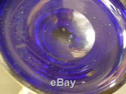 HUGE 19c Moser Bohemian Cobalt Blue Trumpet Epergne Grape Vine Flower Floor Vase