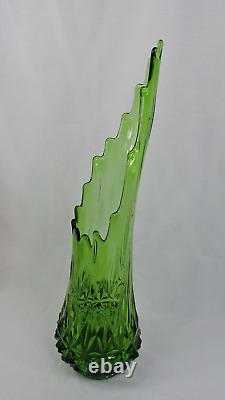 HUGE Glass FLOOR Vase L E Smith GREEN Broken Column Swung Stretch PINEAPPLE BUTT