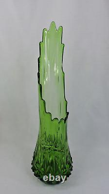 HUGE Glass FLOOR Vase L E Smith GREEN Broken Column Swung Stretch PINEAPPLE BUTT