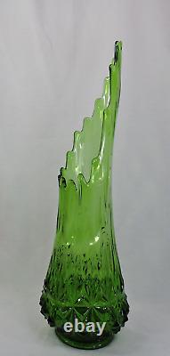 HUGE Glass FLOOR Vase L E Smith GREEN Broken Column Swung Stretch PINEAPPLE BUTT