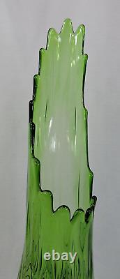 HUGE Glass FLOOR Vase L E Smith GREEN Broken Column Swung Stretch PINEAPPLE BUTT