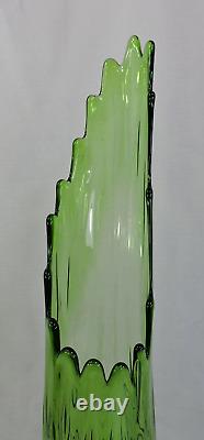 HUGE Glass FLOOR Vase L E Smith GREEN Broken Column Swung Stretch PINEAPPLE BUTT