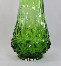 HUGE Glass FLOOR Vase L E Smith GREEN Broken Column Swung Stretch PINEAPPLE BUTT