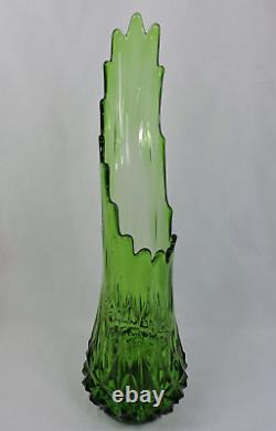 HUGE Glass FLOOR Vase L E Smith GREEN Broken Column Swung Stretch PINEAPPLE BUTT