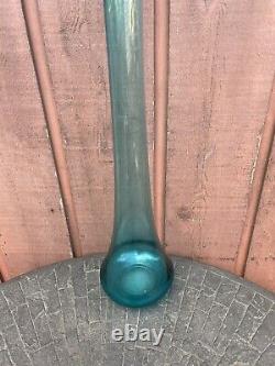 HUGE Vintage L. E. Smith Swung Glass Blue Floor Vase 41