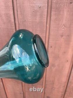 HUGE Vintage L. E. Smith Swung Glass Blue Floor Vase 41