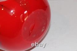 Hand Blown Art Glass Vase 9.25 Heavy Red Multicolor Abstract
