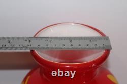 Hand Blown Art Glass Vase 9.25 Heavy Red Multicolor Abstract