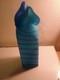 Hand-Blown Art Glass Vase Blue Abstract Design 9 Tall
