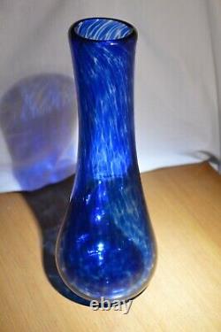 Hand Blown Artisan Glass 12 Inch Heavy Smokey Blue Vase Sperryville Glassworks