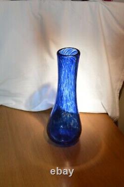 Hand Blown Artisan Glass 12 Inch Heavy Smokey Blue Vase Sperryville Glassworks