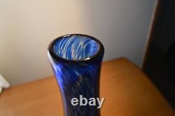 Hand Blown Artisan Glass 12 Inch Heavy Smokey Blue Vase Sperryville Glassworks