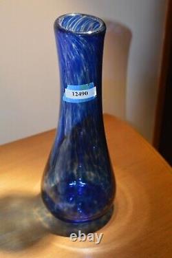 Hand Blown Artisan Glass 12 Inch Heavy Smokey Blue Vase Sperryville Glassworks