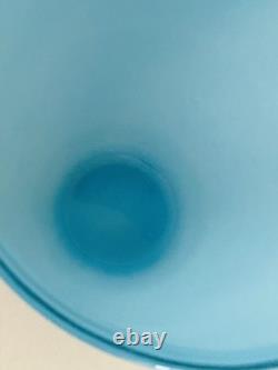 Hand-Blown Cased Sky Light Blue Heavy Glass Vase 10 Gorgeous