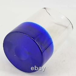 Hand Blown Czech Signed Studio Art Bullicante Cobalt Heavy Glass Vase