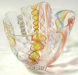 Hand Blown Glass Art Bowl/vase, Dirwood Glass, Complex Zanfirico Cane Process