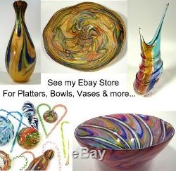 Hand Blown Glass Art Bowl/vase, Dirwood Glass, Complex Zanfirico Cane Process