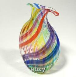 Hand Blown Glass Sculpture/vase, Dirwood, Rainbow Red Blue Aqua Purple Green