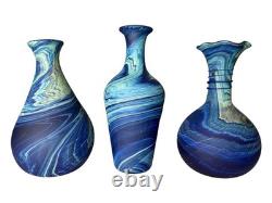 Hand Blown Glass Set of 3 Vases