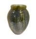 Hand-Blown Glass Vase 9 Tall With Green & Blue Swirl Pattern Unique Home Decor