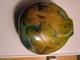 Hand Blown Glass Vase Decorative Abstract Green Yellow Blue Signed Glossy