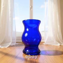 Hand Blown Murano Style Heavy Cobalt Blue Sculptural Art Glass Vase 14 Tall