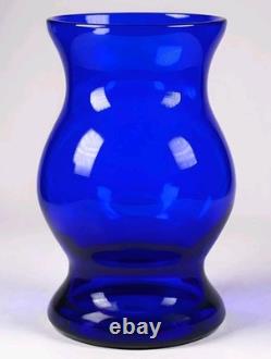 Hand Blown Murano Style Heavy Cobalt Blue Sculptural Art Glass Vase 14 Tall