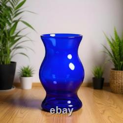 Hand Blown Murano Style Heavy Cobalt Blue Sculptural Art Glass Vase 14 Tall