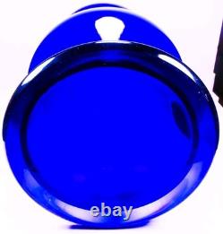 Hand Blown Murano Style Heavy Cobalt Blue Sculptural Art Glass Vase 14 Tall