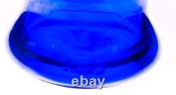 Hand Blown Murano Style Heavy Cobalt Blue Sculptural Art Glass Vase 14 Tall