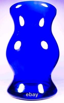 Hand Blown Murano Style Heavy Cobalt Blue Sculptural Art Glass Vase 14 Tall