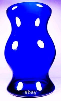 Hand Blown Murano Style Heavy Cobalt Blue Sculptural Art Glass Vase 14 Tall