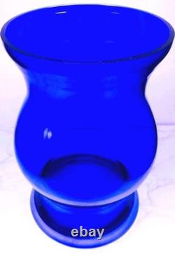 Hand Blown Murano Style Heavy Cobalt Blue Sculptural Art Glass Vase 14 Tall