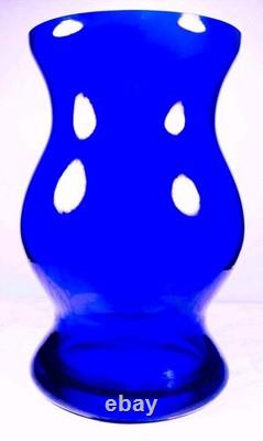 Hand Blown Murano Style Heavy Cobalt Blue Sculptural Art Glass Vase 14 Tall