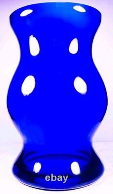 Hand Blown Murano Style Heavy Cobalt Blue Sculptural Art Glass Vase 14 Tall
