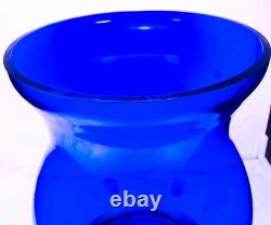 Hand Blown Murano Style Heavy Cobalt Blue Sculptural Art Glass Vase 14 Tall