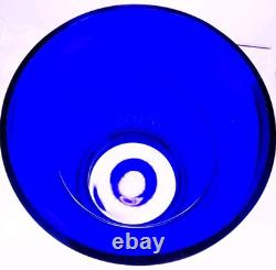 Hand Blown Murano Style Heavy Cobalt Blue Sculptural Art Glass Vase 14 Tall