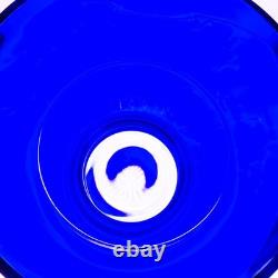 Hand Blown Murano Style Heavy Cobalt Blue Sculptural Art Glass Vase 14 Tall