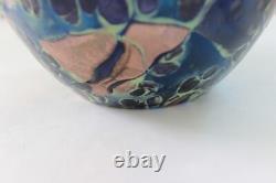 Hand Blown Painted 11 Blue Glass Vase Heavy & Excellent condition