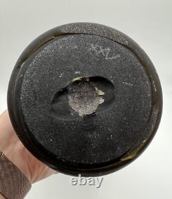 Hand Blown Phoenician Swung Satin Glass Vase & Planter Amber Blue Swirl